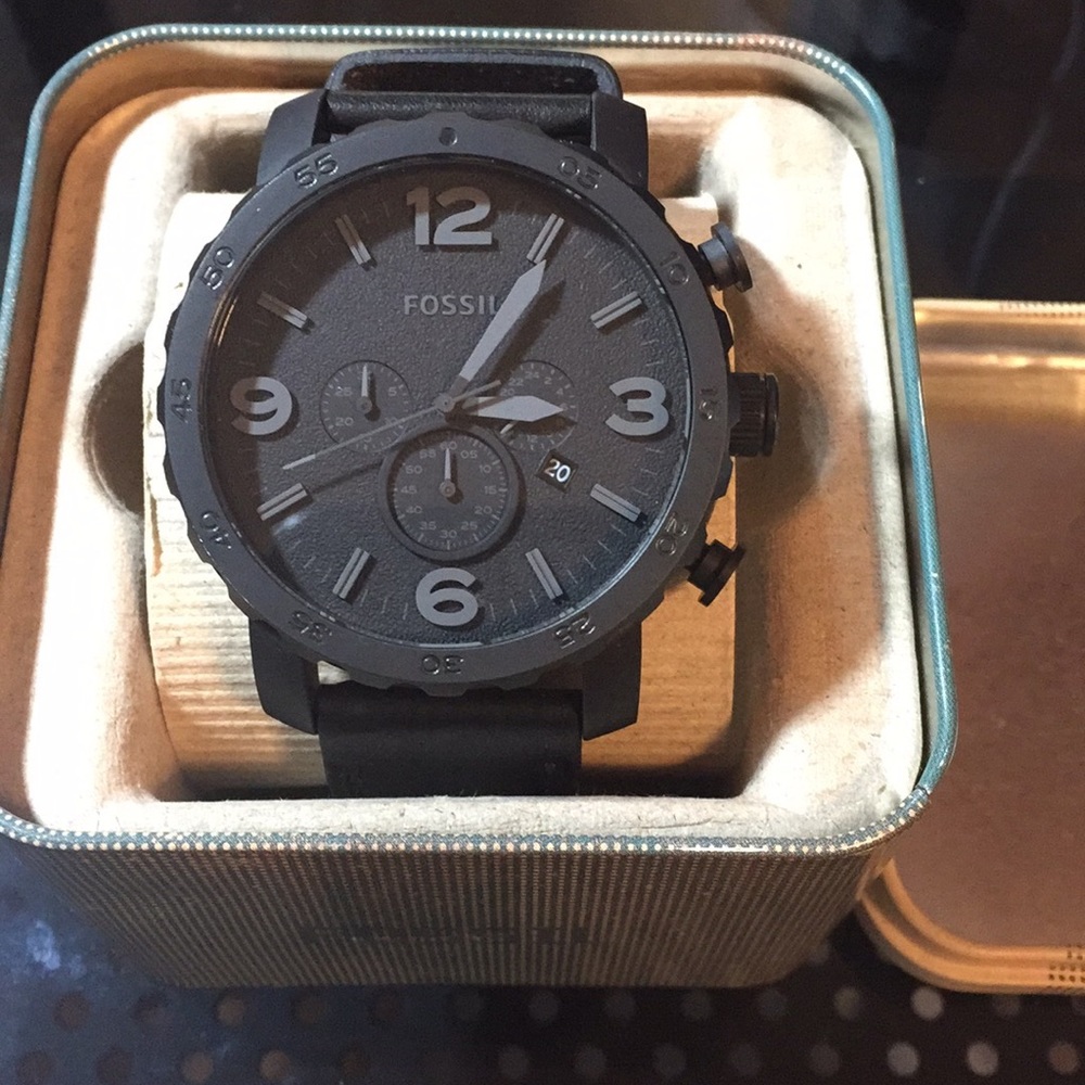 Black Leather Strap Fossil Watch
